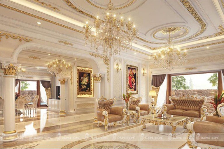 20+ Mẫu thiết kế phòng khách Tân cổ điển sang trọng, đẹp nhất 2023