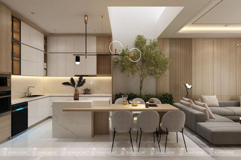 Phòng khách liền bếp 20m2 - Đỉnh cao của sự sắp đặt nội thất tối ưu