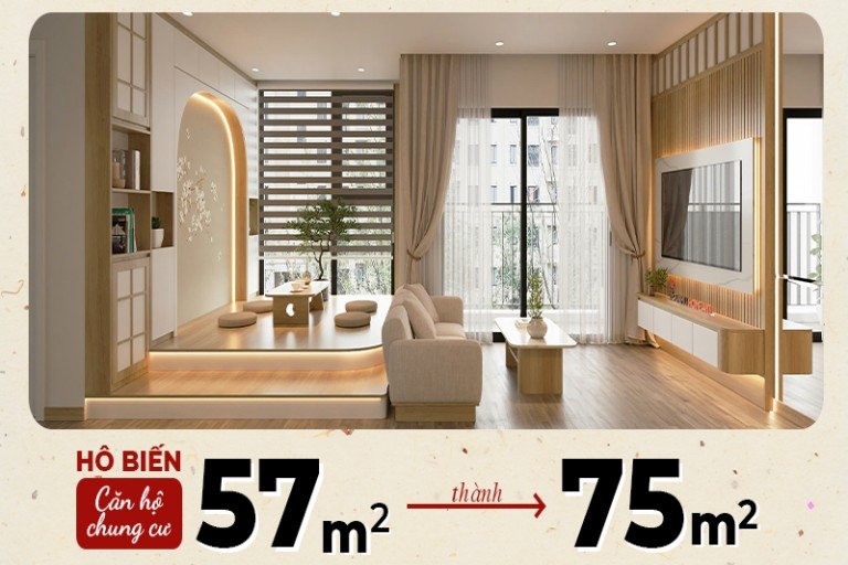 HÔ BIẾN CĂN CHUNG CƯ TỪ 57M2 -> 75M2 