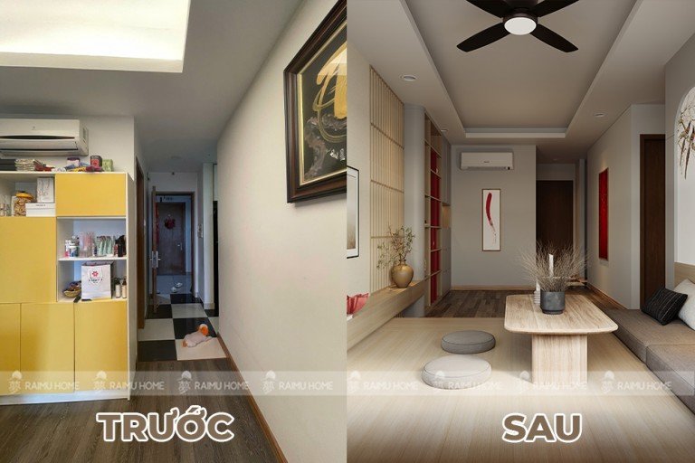 PHÒNG KHÁCH GÂY SỐC TRƯỚC VÀ SAU KHI ĐƯỢC RAIMU HOME CẢI TẠO